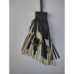 PROENZA SCHOULER Black & White Leather Tassel Bag Charm